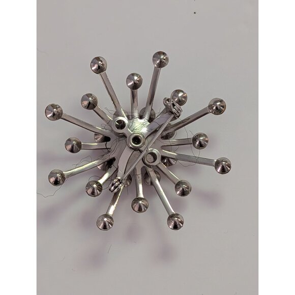 Vintage Rhinestone Starburst Pin Brooch Red & Clear Stones Silver Tone Sparkle - Picture 3 of 4